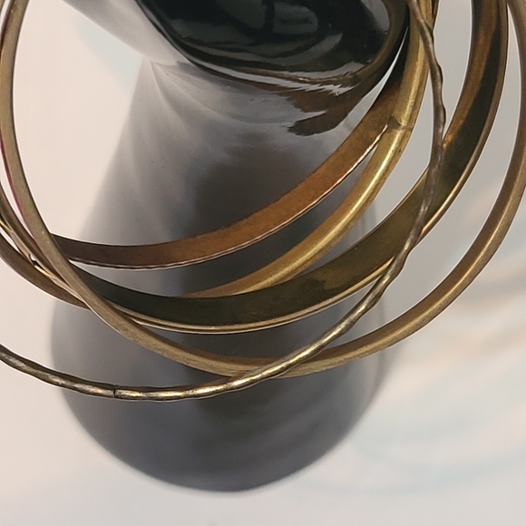 5 Bangle Bracelets- mixed metals stained mother of pearl - Picture 2 of 4